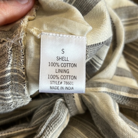 Francesca’s |.Harper Cream & Taupe Chambray Tie Elastic Waist Waist Pants - Picture 7 of 7